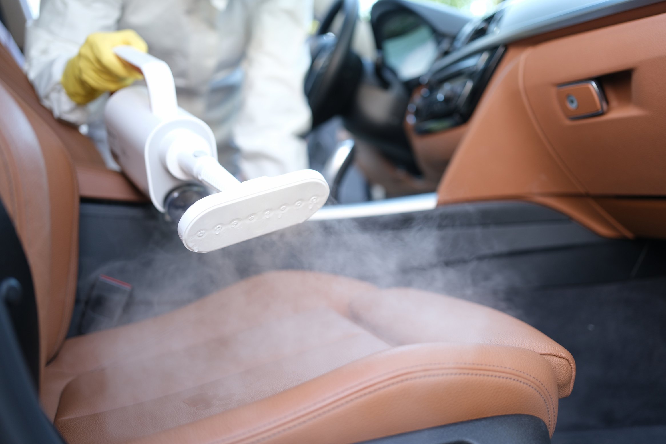 Steam Cleaning and Disinfection of Car Interiors and Car Seats with Steam Cleaner